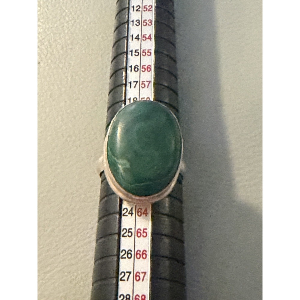 VINTAGE HANDMADE STERLING SILVER MALACHITE GEMSTONE RING Size 9.5 14.5 Gr #601 - Picture 2 of 6